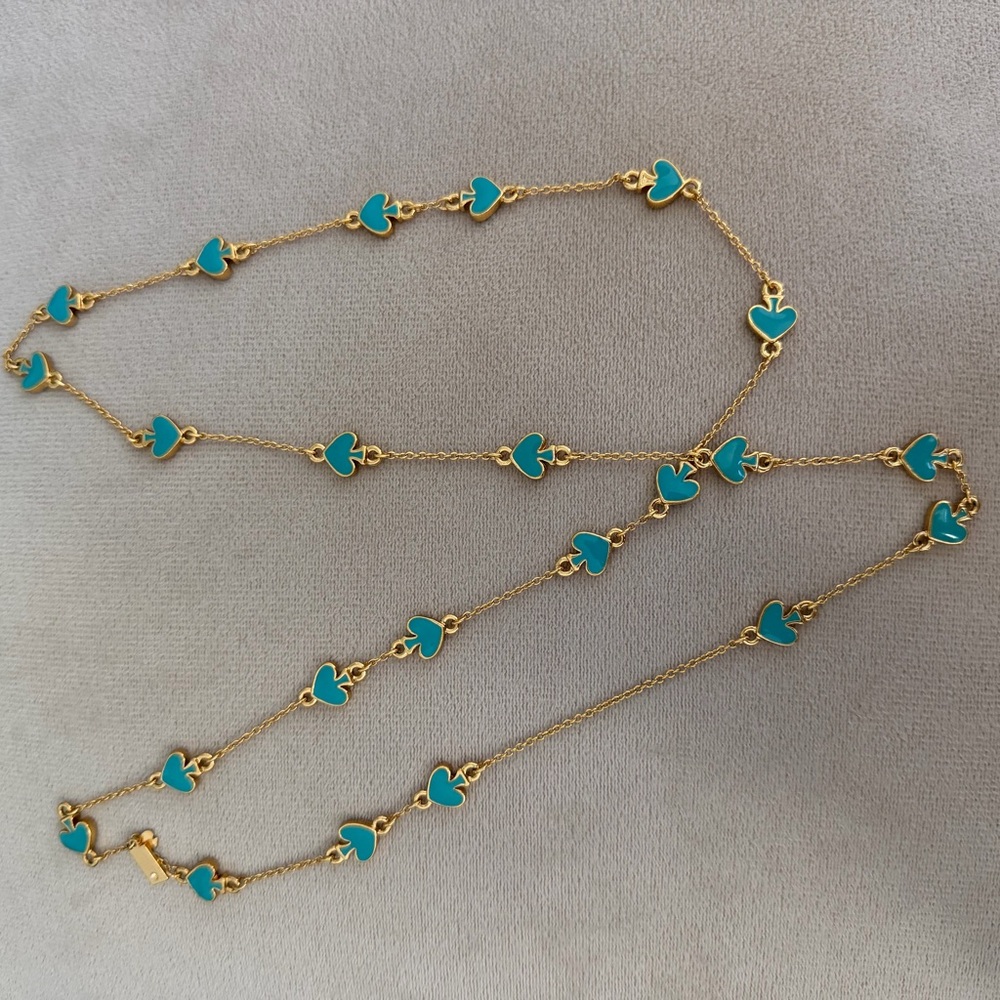 Kade Spade Gold and Teal Spades Necklace (circa ~ 2010)